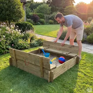 Bac à sable bois autoclave avec couvercle 120 x 120 cm
