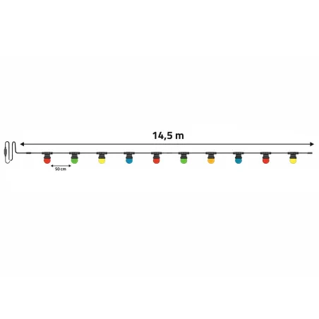 Guirlande lumineuse 20 boules couleur - 14,5 m