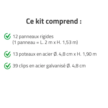 Kit de clôture grillagée rigide 24 m - Hauteur 153 cm - Panneaux galvanisés époxy