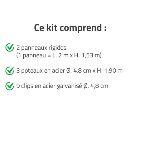 Kit de clôture grillagée rigide 4 m - Hauteur 153 cm - Panneaux galvanisés époxy