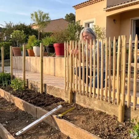 Ganivelle en Châtaignier - Rouleau 5m x Hauteur 1m - Espacement 6-7 cm