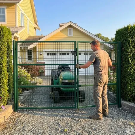 Portail 2 vantaux grillagé 3x1,5m - Maille 50mm - Vert