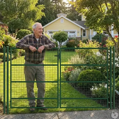 Portail 2 vantaux grillagé 3x1,5m - Maille 50mm - Vert