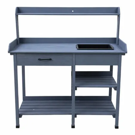 Table de rempotage bois avec bac – 114 x 46 x 120 cm plantes et semis