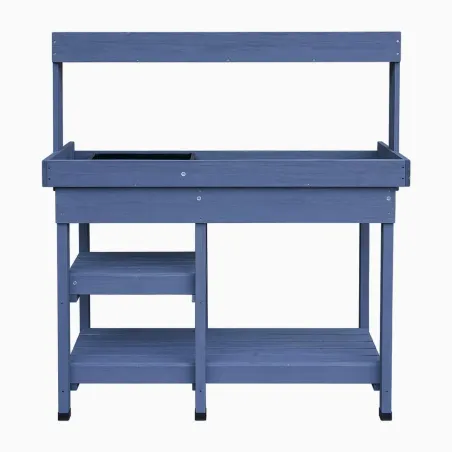 Table de rempotage bois avec bac – 114 x 46 x 120 cm plantes et semis