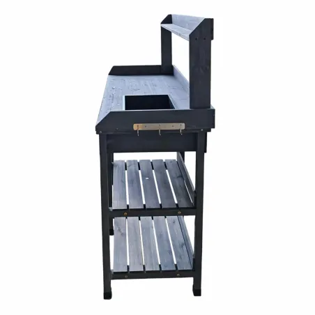 Table de rempotage bois avec bac – 114 x 46 x 120 cm plantes et semis