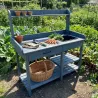 Table de rempotage bois avec bac – 114 x 46 x 120 cm plantes et semis