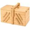 Boîte couture bois pin 3 couches 5 sections séparateur extensible 30x18x19cm