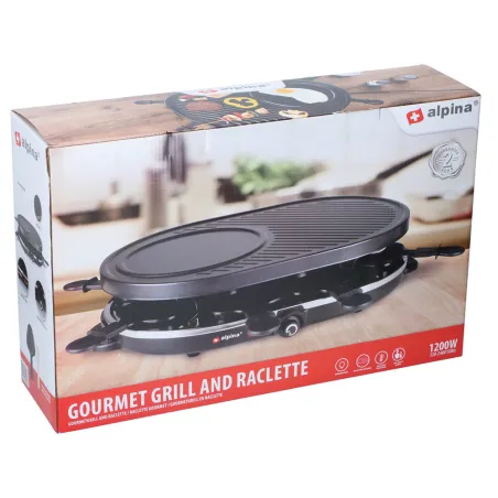 Grill et Raclette Alpina Gourmet 8 personnes 1200W 47x12x32cm