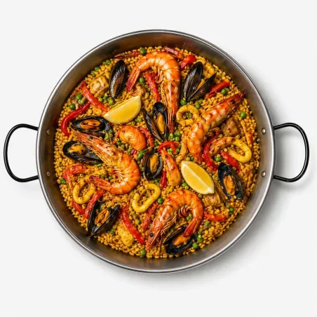 Plat paella flamme directe acier poli laminé Ø60cm 12-20 pers