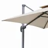 Parasol carré déporté pivotant alu toile 220 g/m² beige 3 X 3 M pied inclus