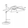 Parasol carré déporté pivotant alu toile 220 g/m² beige 3 X 3 M pied inclus