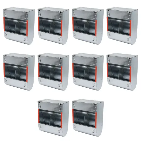 Lot de 10 Mangeoires lapins trémie 2 compartiments