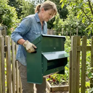 Mangeoire galvanisée verte anti gaspillage 20 kg