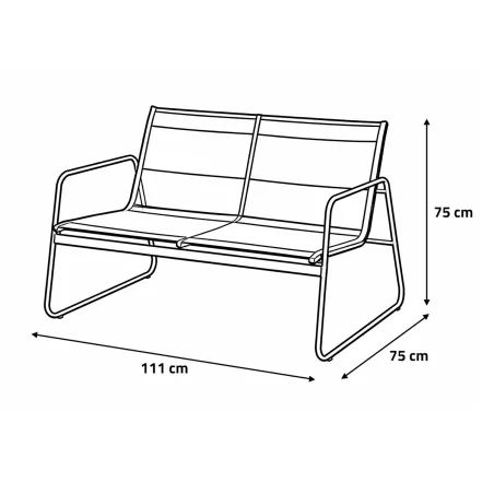 Ensemble Relax Salon de Jardin 4 Pièces en Acier et Textilène