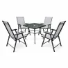 Ensemble Apéro 5 Pièces - Table + 4 Chaises Pliables en Acier et Textilène