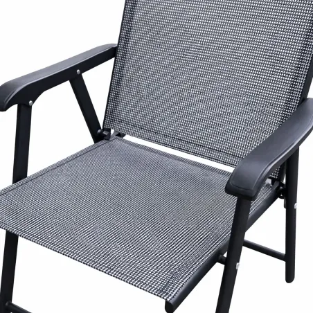 Ensemble Apéro 5 Pièces - Table + 4 Chaises Pliables en Acier et Textilène