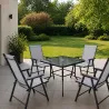 Ensemble Apéro 5 Pièces - Table + 4 Chaises Pliables en Acier et Textilène