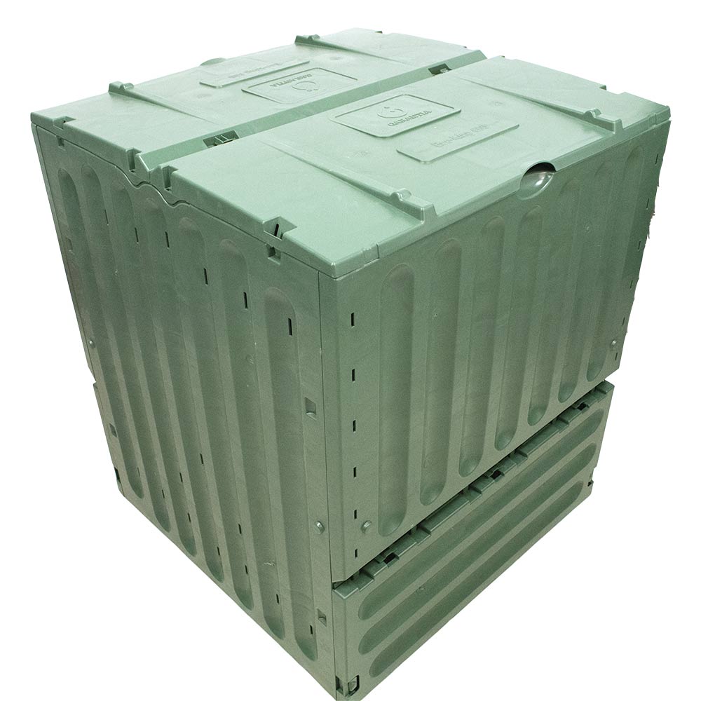 Composteur 600L plastique recyclé 77x77x122cm Compost'fast noir-vert