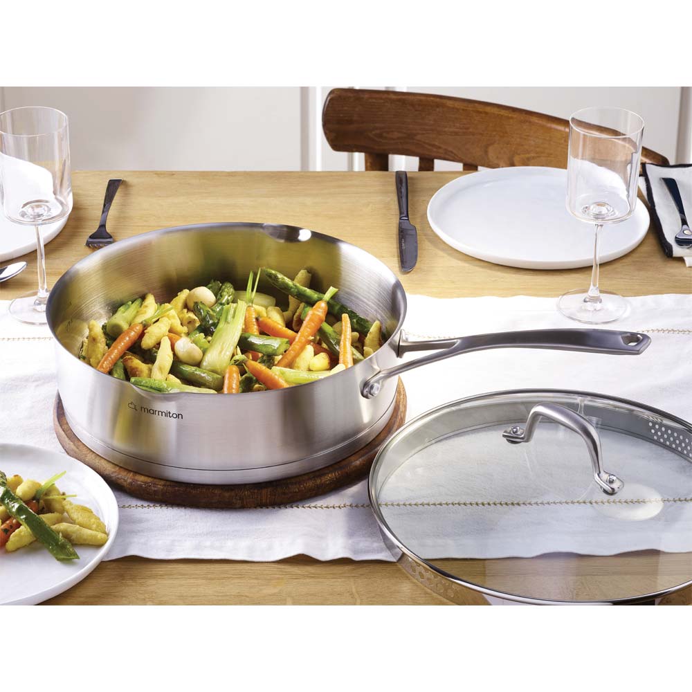 Sauteuse 28 cm acier inoxydable couvercle en verre gamme émotion Marmiton -  Ducatillon