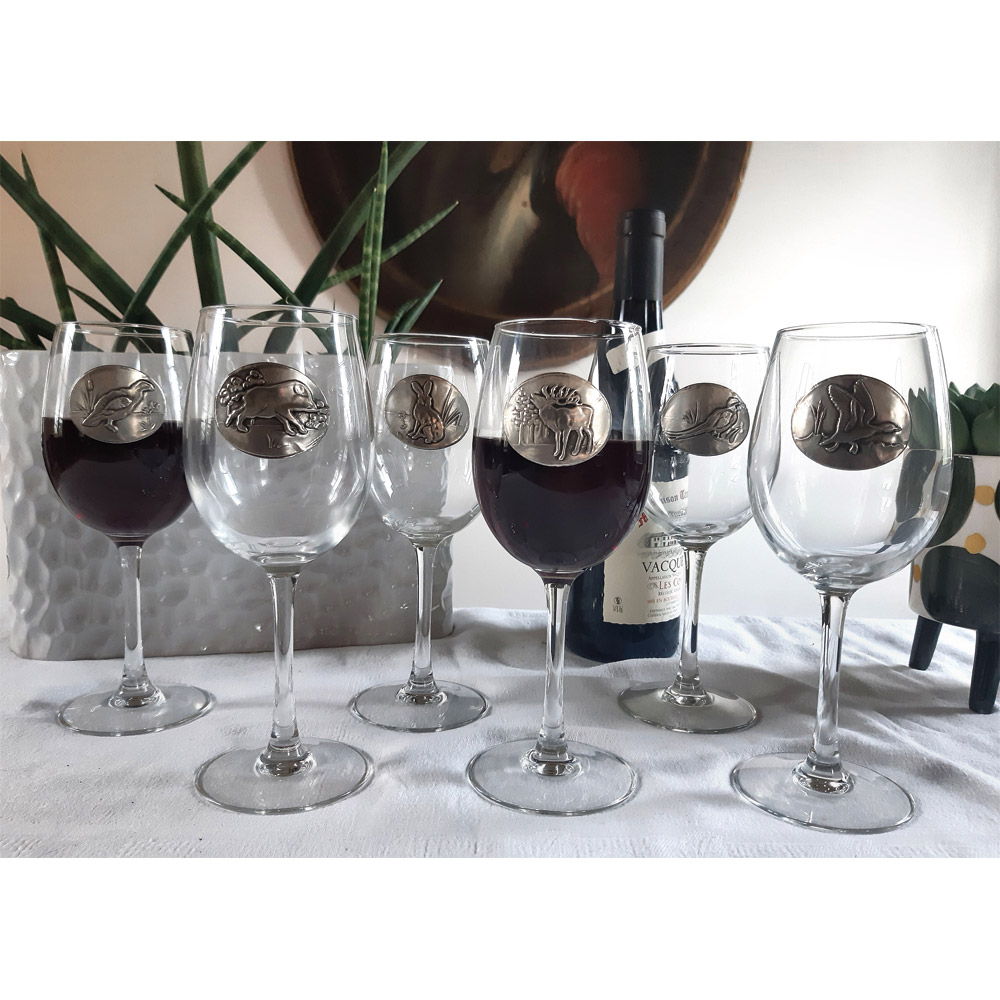 6 verres à vin décoré