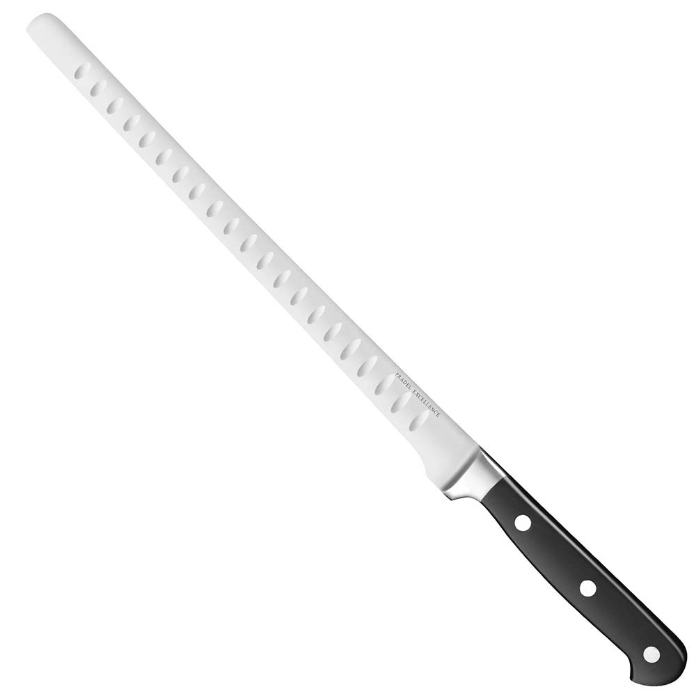 Couteau à jambon et saumon, alvéolé et bout rond 28 cm - Ducatillon