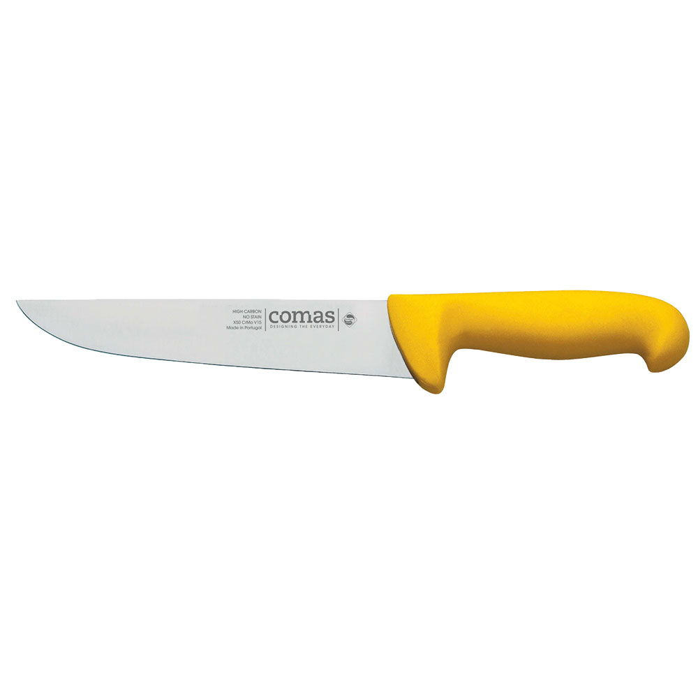 Couteau boucher 20 cm jaune manche thermo-gommé - Ducatillon